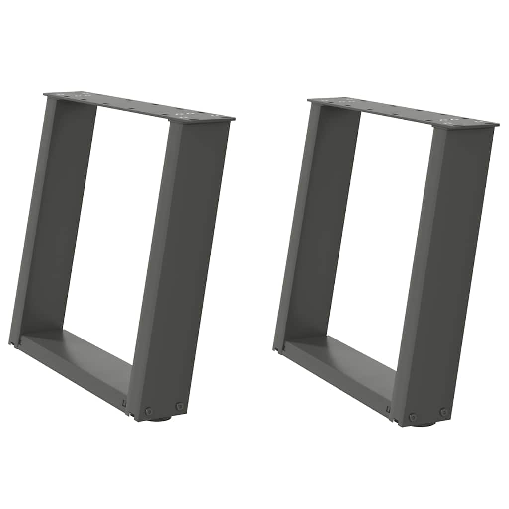 Pés para mesa de centro em forma de u, 2 peças, antracite, 50x (42-43) cm, aço