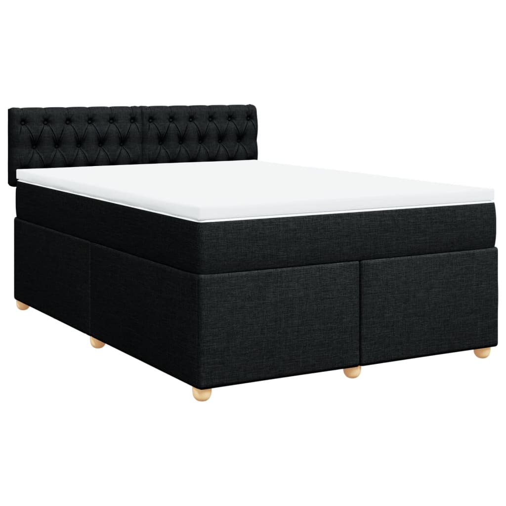 Cama com molas/colchão 140x190 cm tecido preto