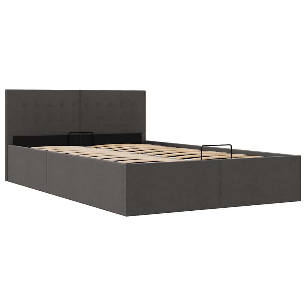 Cama hidráulica c/ arrumação 140x200cm tecido cinzento-escuro