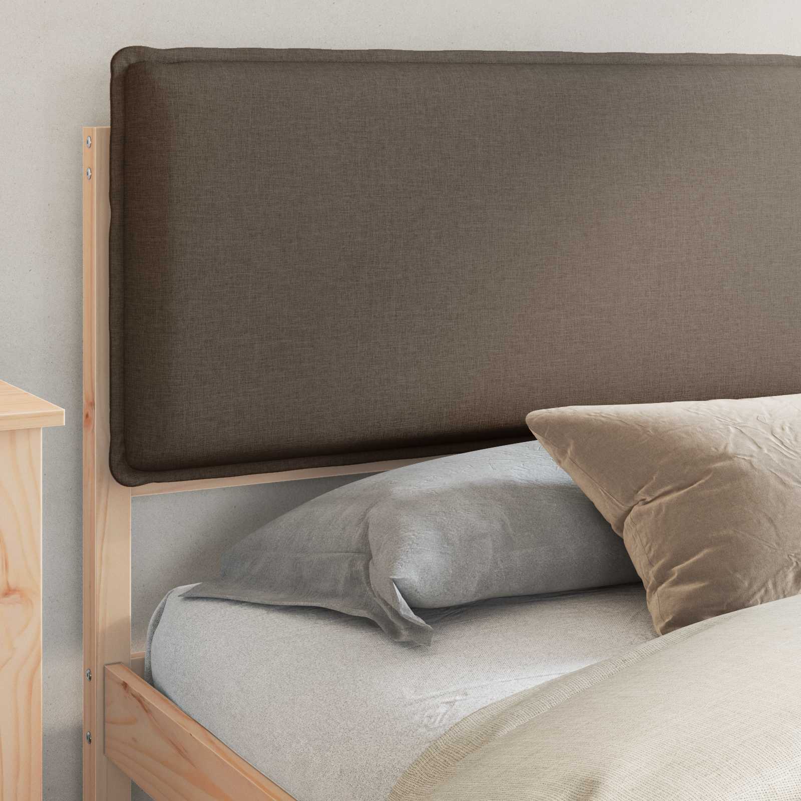 Estrutura de cama com cabeceira estofada cinzento-acastanhado