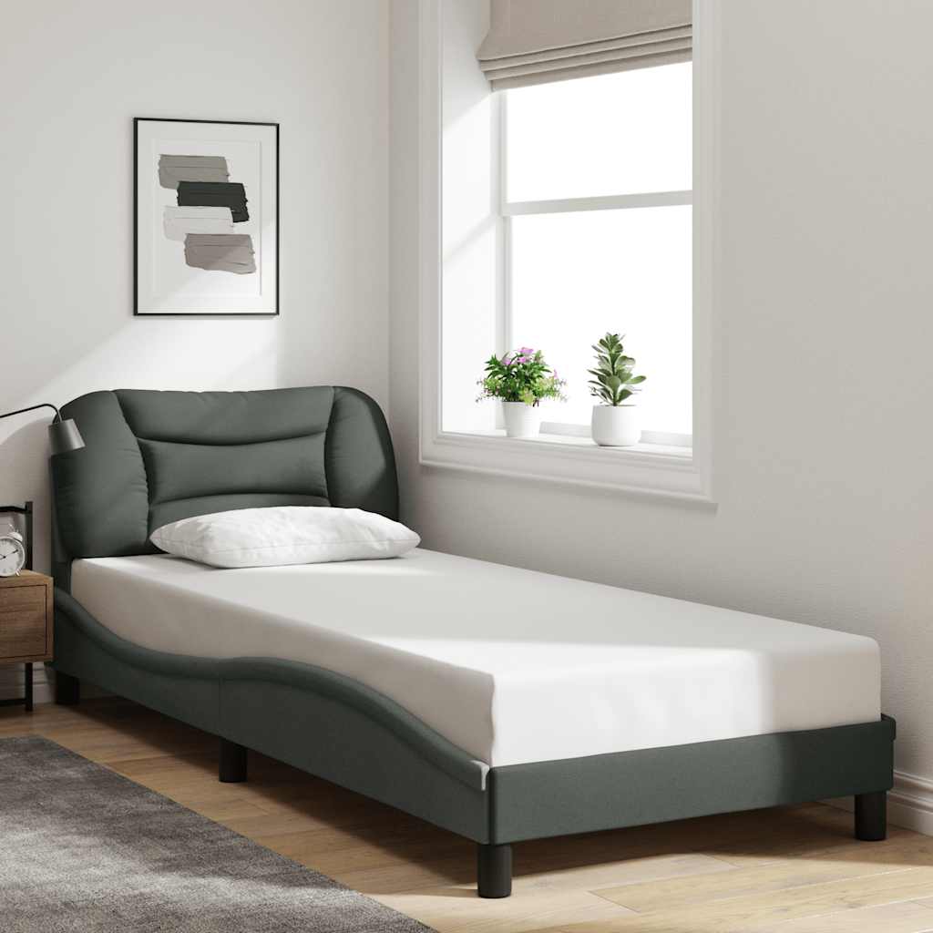 Estrutura de cama sem colchão hvar 80x200 cm tecido cinzento-escuro