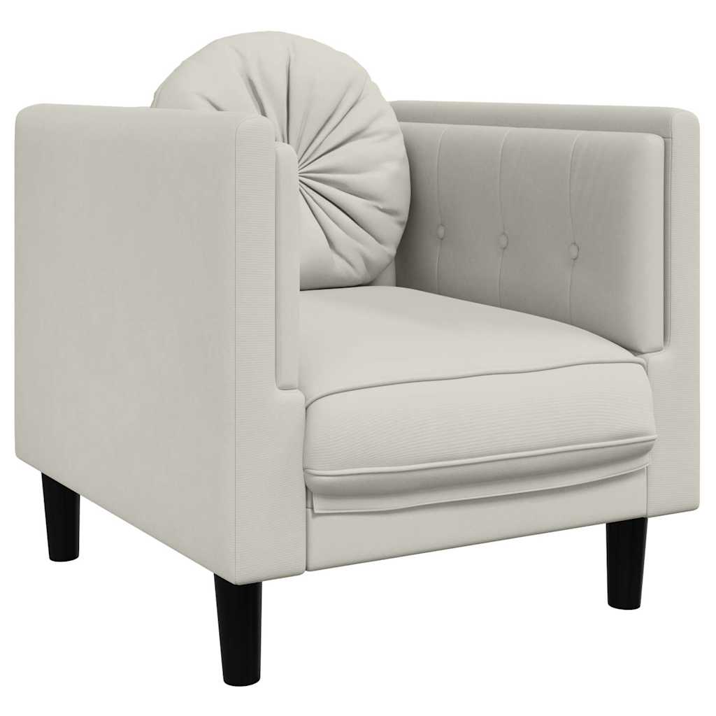 3 Pcs conjunto de sofás com almofadas veludo cor creme