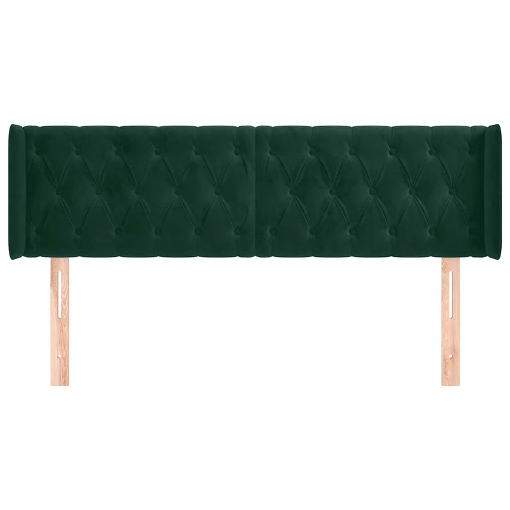 Cabeceira de cama c/ abas veludo 163x16x78/88cm verde-escuro