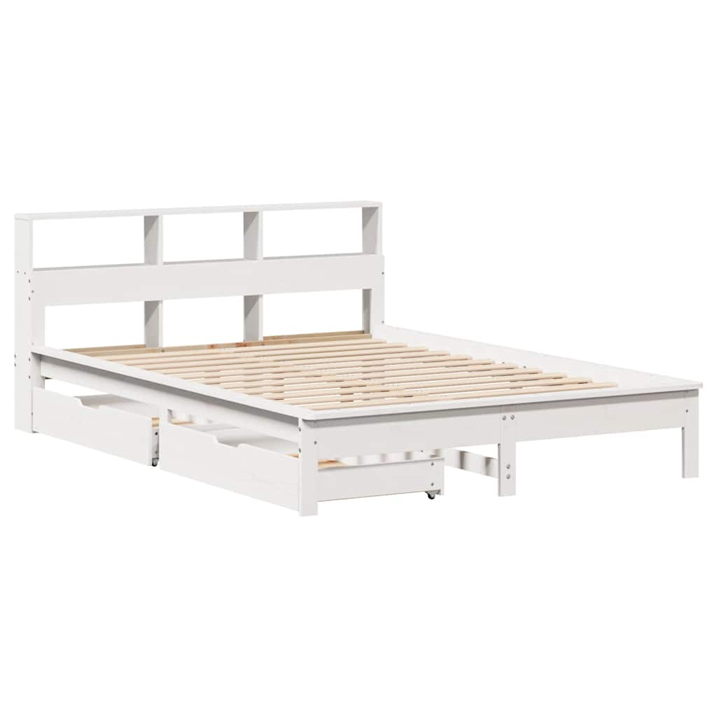 Cama com estante sem colchão 160x200 cm pinho maciço branco