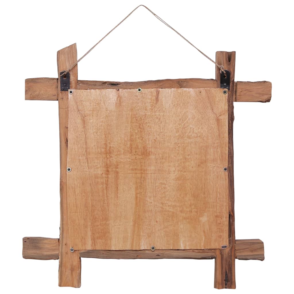 Espelho de troncos 70x70 cm madeira de teca reciclada natural