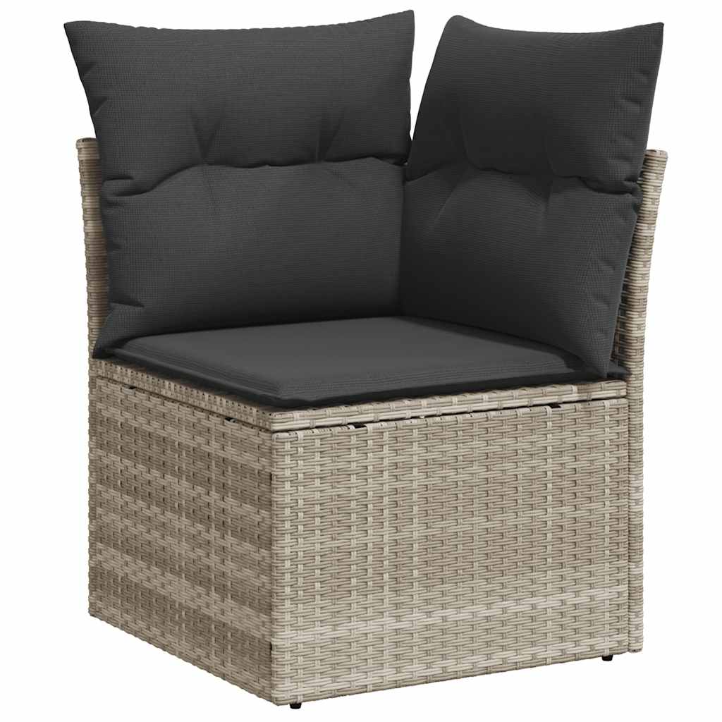 7 Pcs conj. sofás jardim com almofadões vime PE cinzento-claro