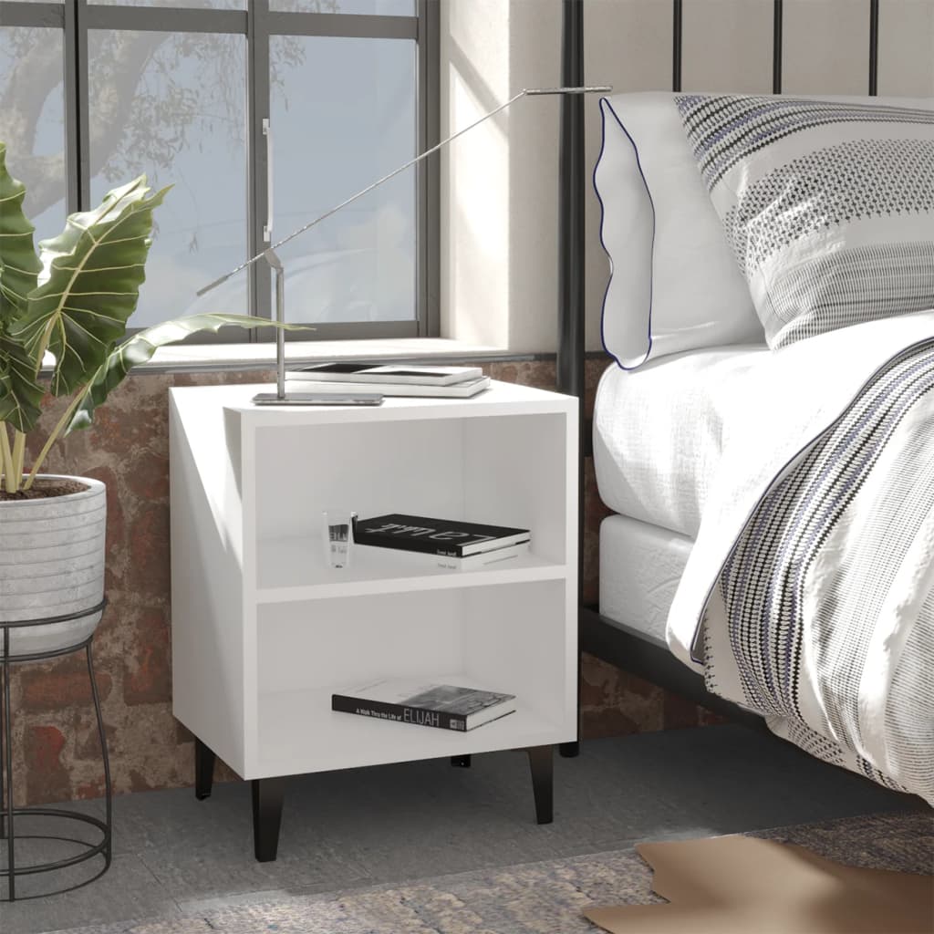 Mesa de cabeceira com pernas em metal 40x30x50 cm branco