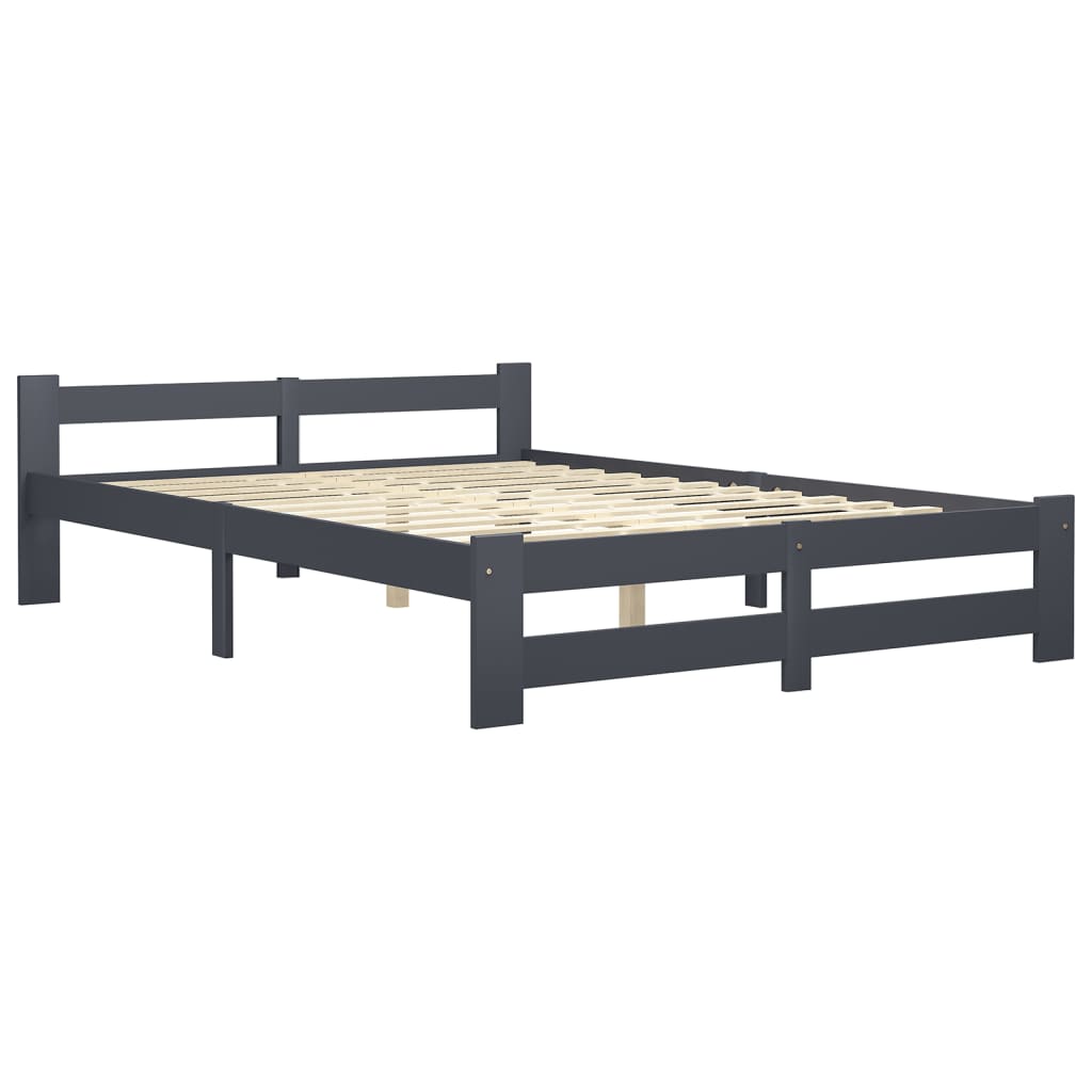 Estrutura de cama 160x200 cm pinho maciço cinzento-escuro