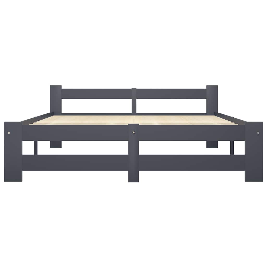 Estrutura de cama 160x200 cm pinho maciço cinzento-escuro
