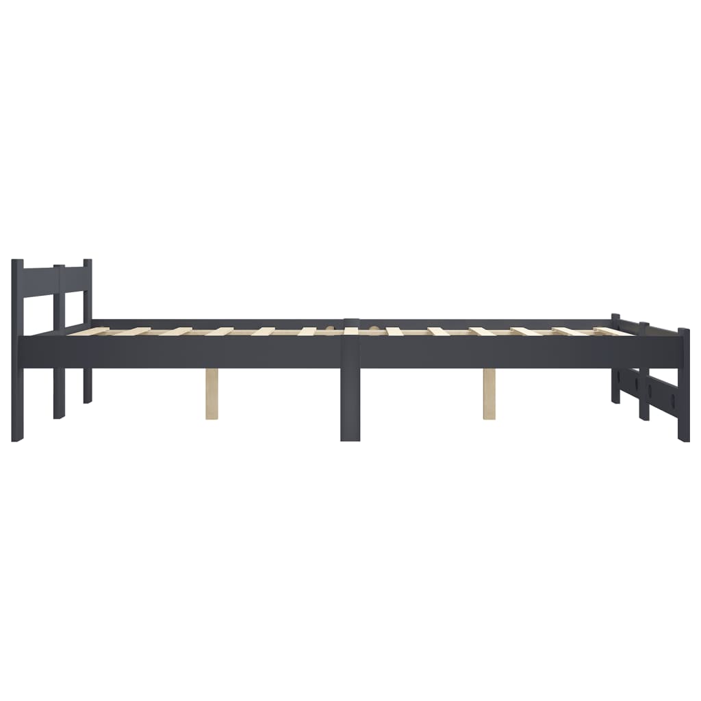 Estrutura de cama 160x200 cm pinho maciço cinzento-escuro