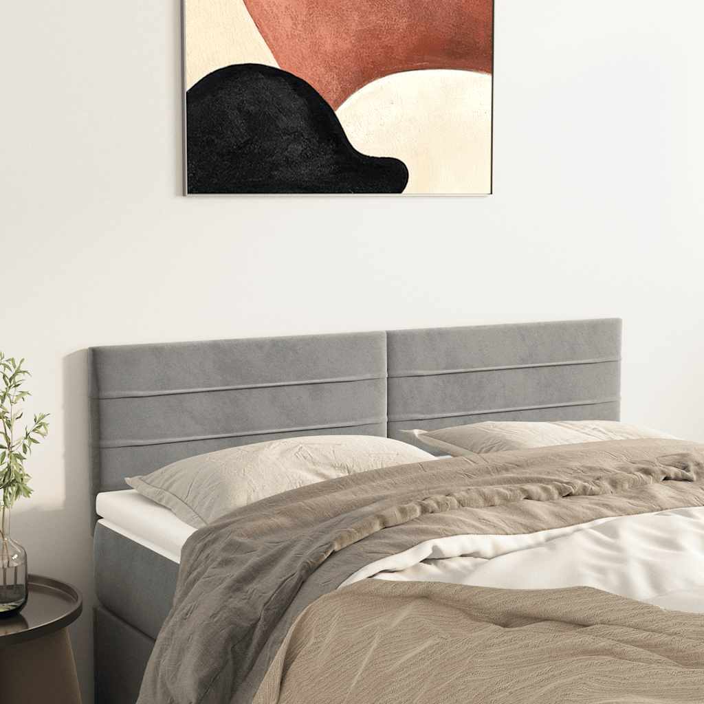 Cabeceiras cinzento-claro 144x5x78/88 cm veludo