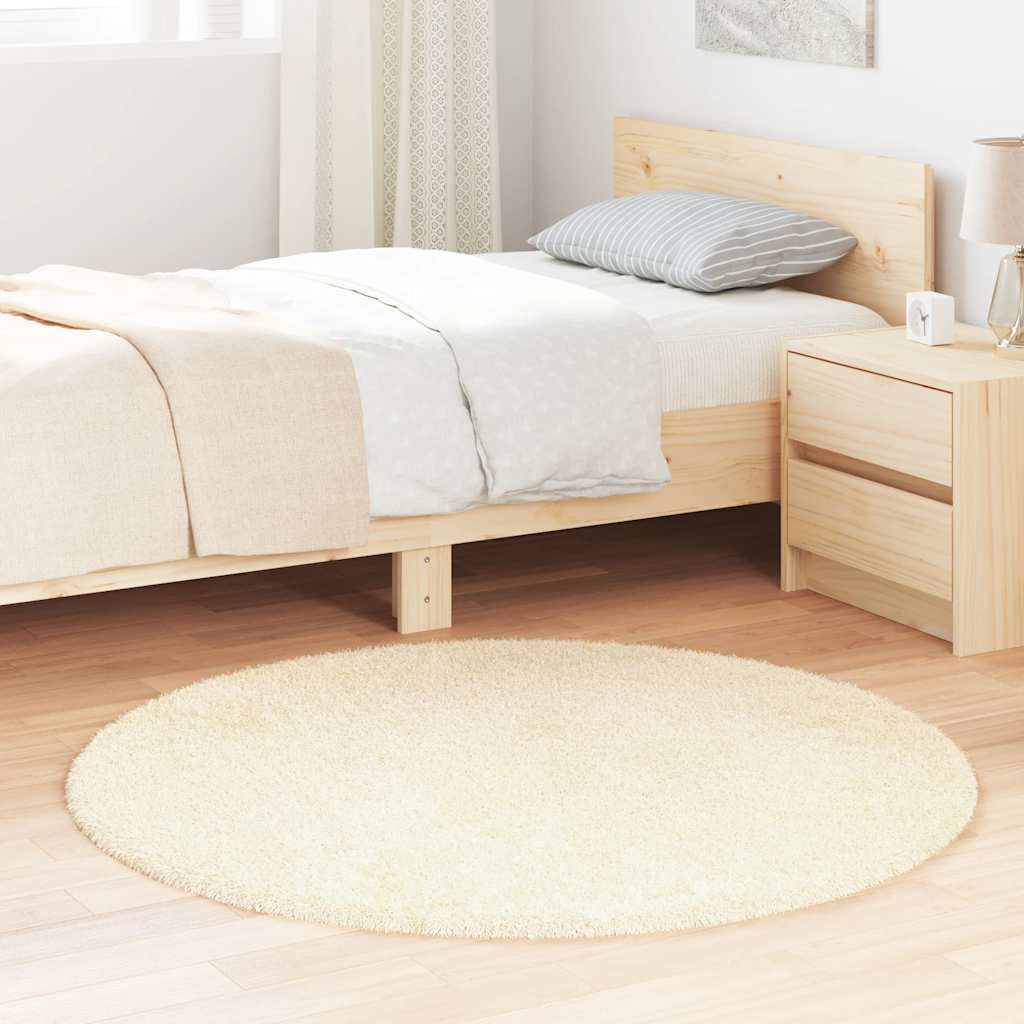 Tapete shaggy de pelo alto navarra 120x120 cm poliéster creme