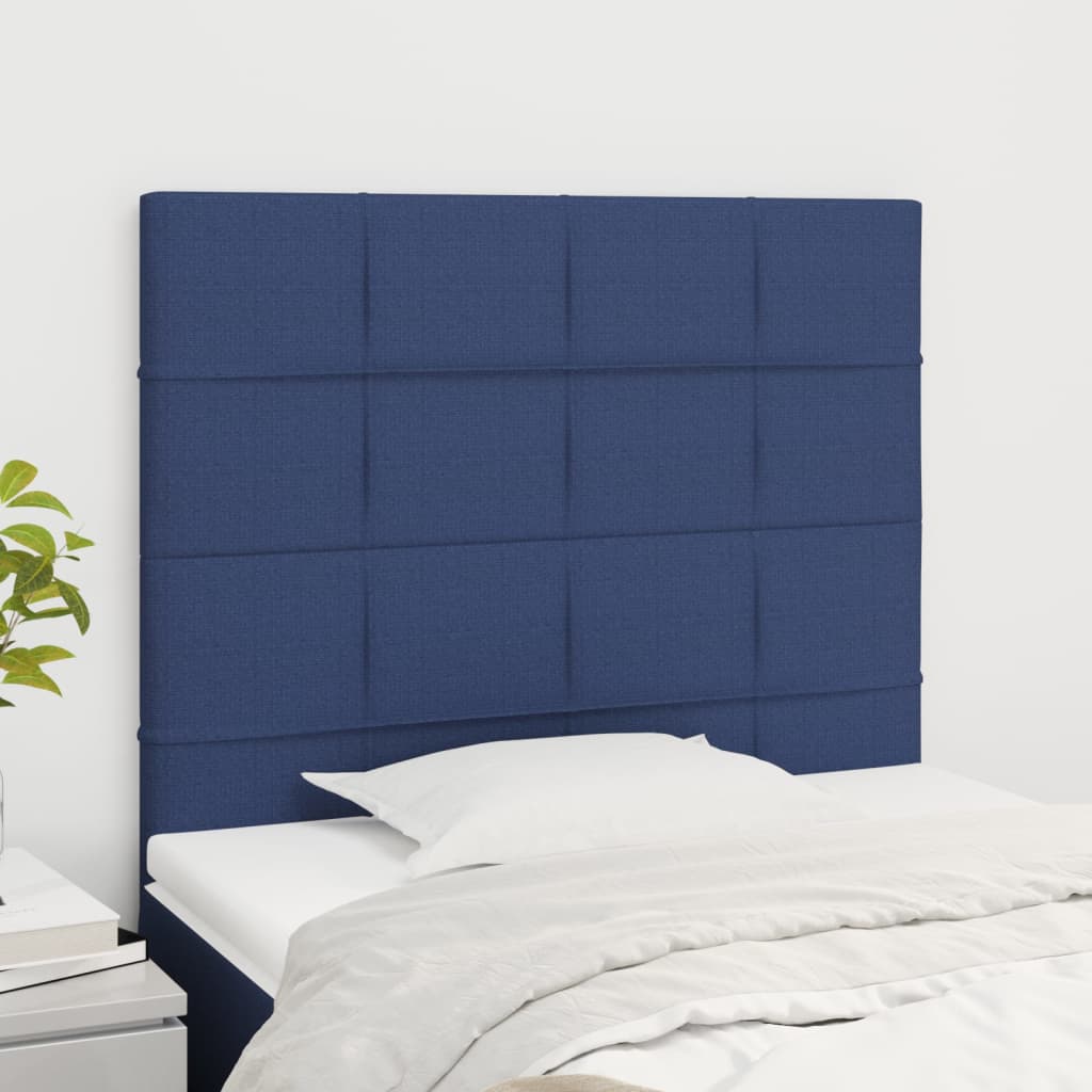 Cabeceira azul 90x5x118/128 cm tecido