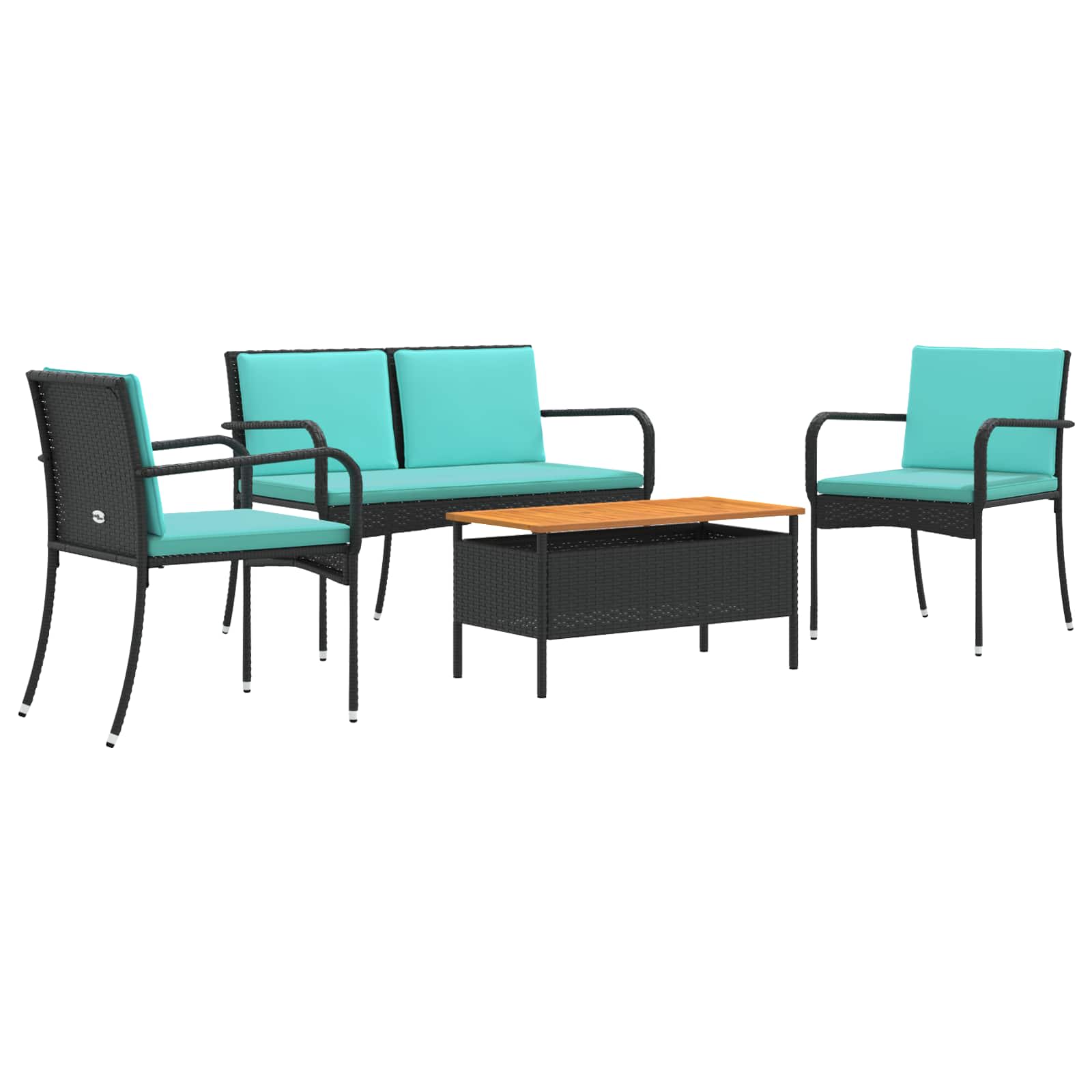 Conjunto para jardim preto vime PE