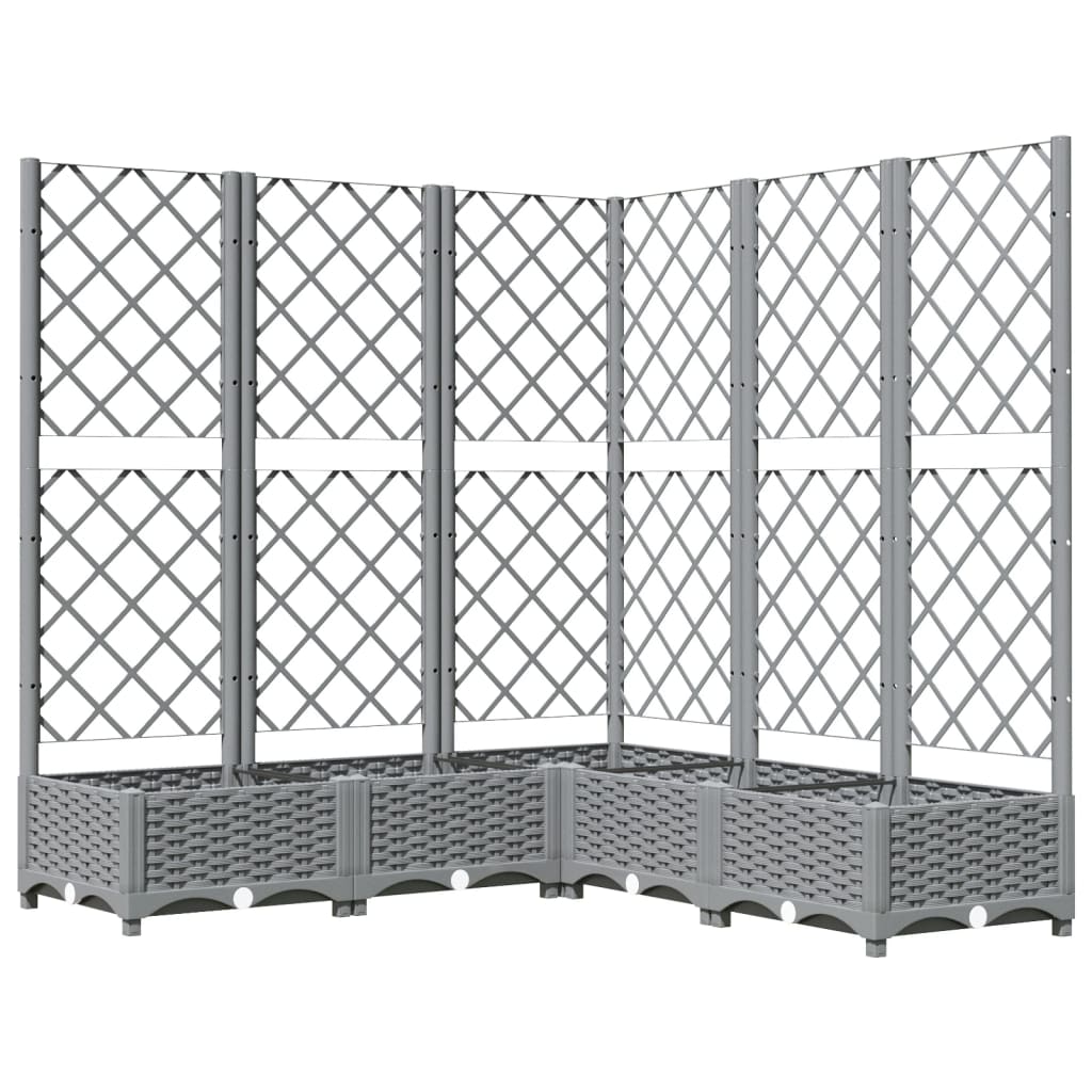 Vaso/floreira jardim c/ treliça 120x120x121,5 cm PP cinza-claro