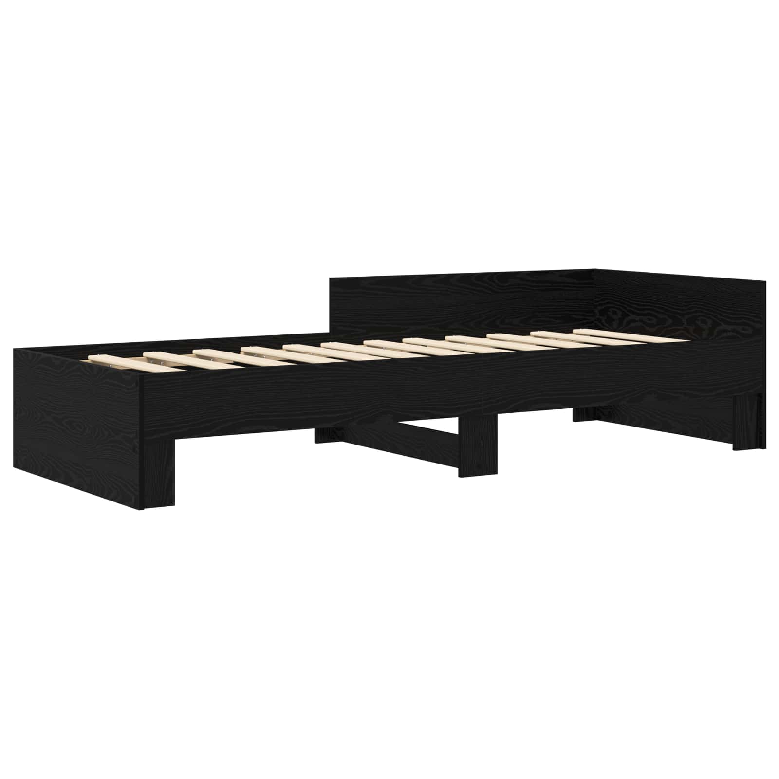 Estrutura de cama com cabeceira carvalho preto 80 x 200 cm