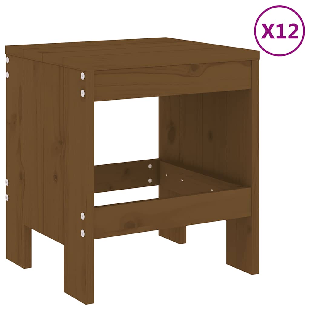 13 Pcs conjunto de jantar para jardim pinho maciço castanho-mel