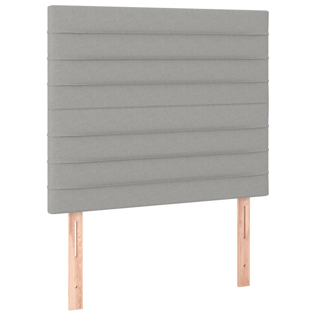 Cabeceira cama c/ luzes LED tecido 90x5x118/128cm cinza-claro
