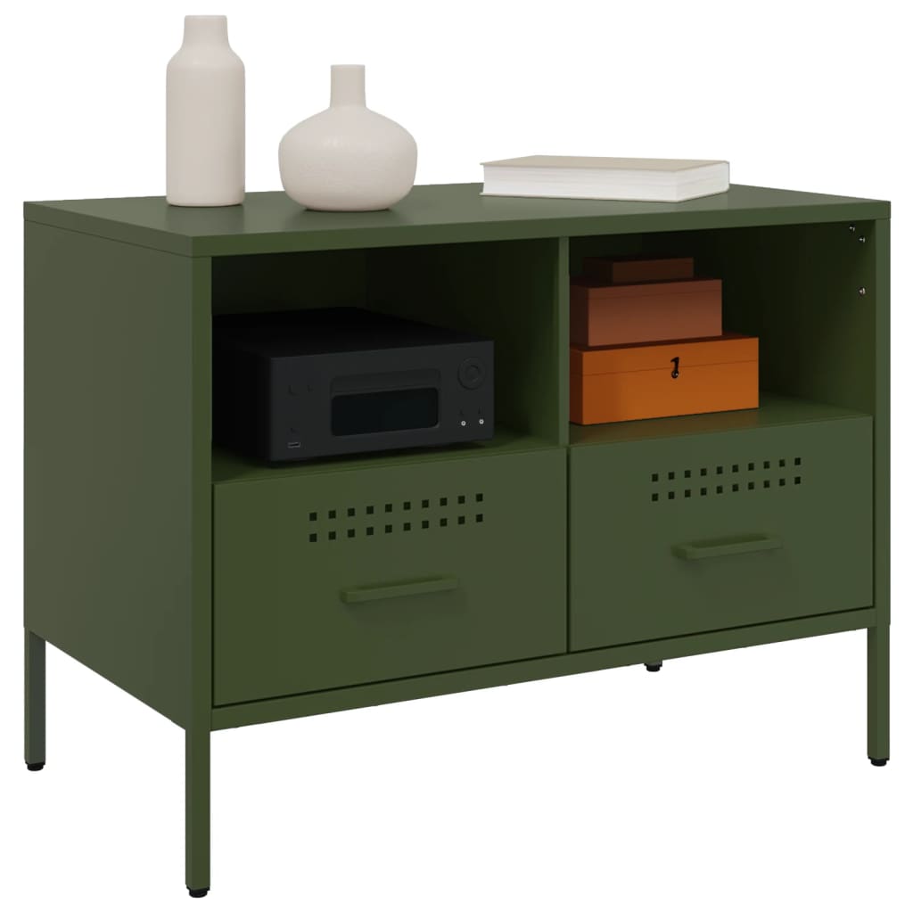 Móveis de TV 2 pcs 68x39x50,5 cm aço verde-azeitona