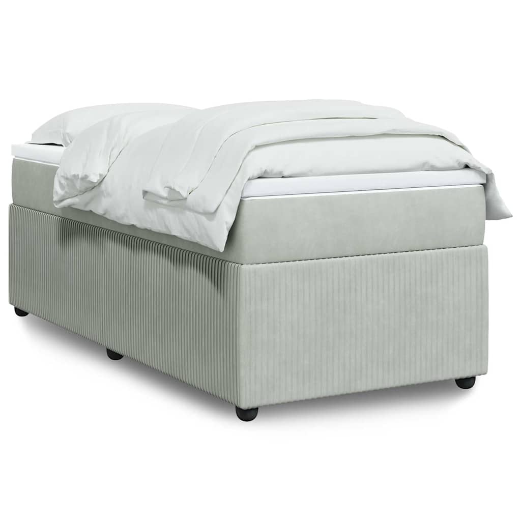 Cama com molas/colchão 100x200 cm veludo cinza-claro
