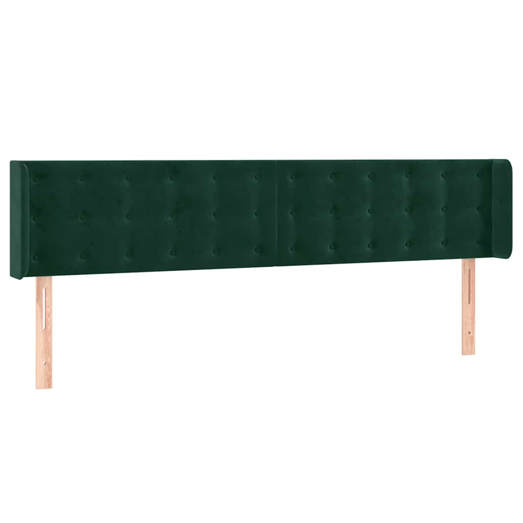 Cabeceira cama c/ luzes LED veludo 183x16x78/88 cm verde-escuro