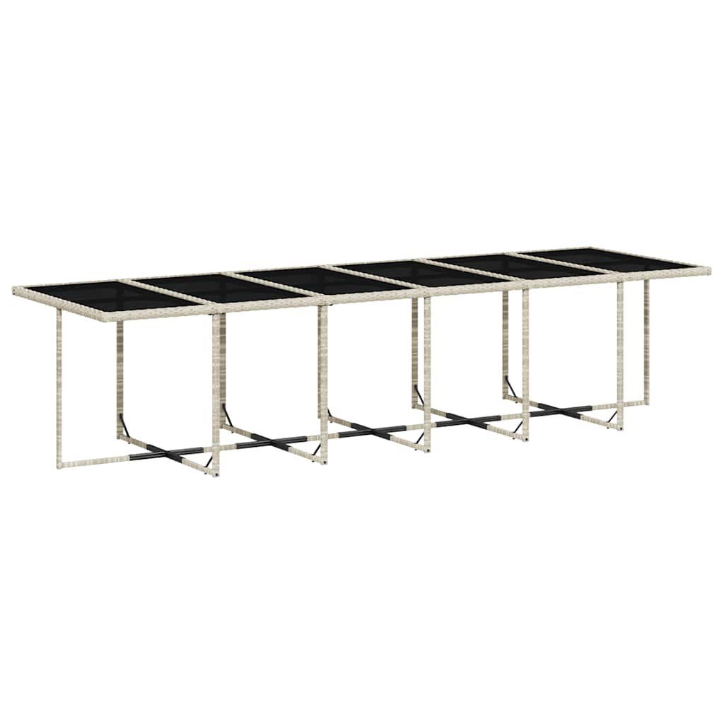 13 Pcs conj. jantar jardim c/ almofadões vime PE cinzento-claro