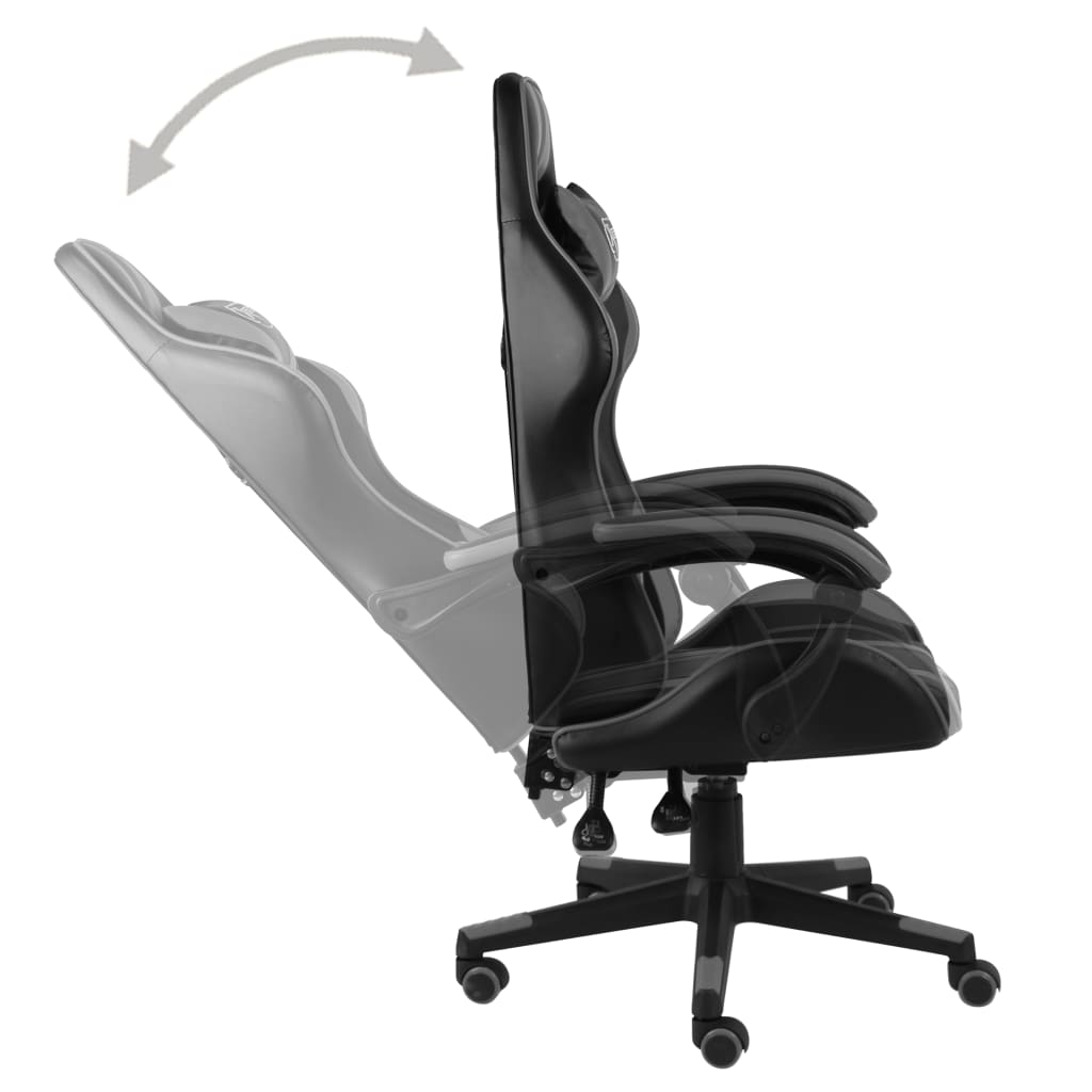 Cadeira estilo corrida couro artificial preto e cinzento