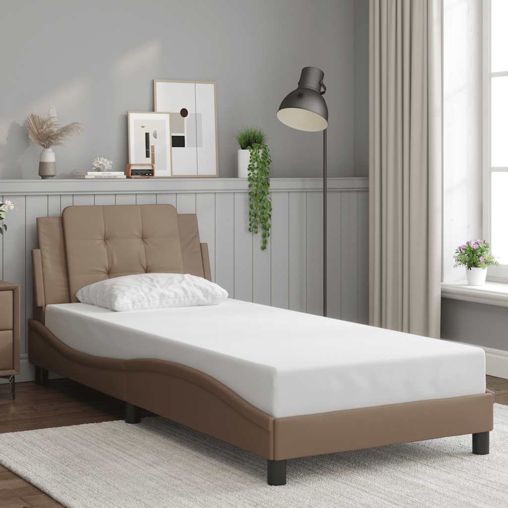 Estrutura de cama sem colchão zadar couro artif. 90x190 cm cappuccino