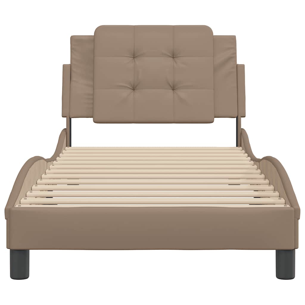 Estrutura de cama sem colchão zadar couro artif. 90x190 cm cappuccino