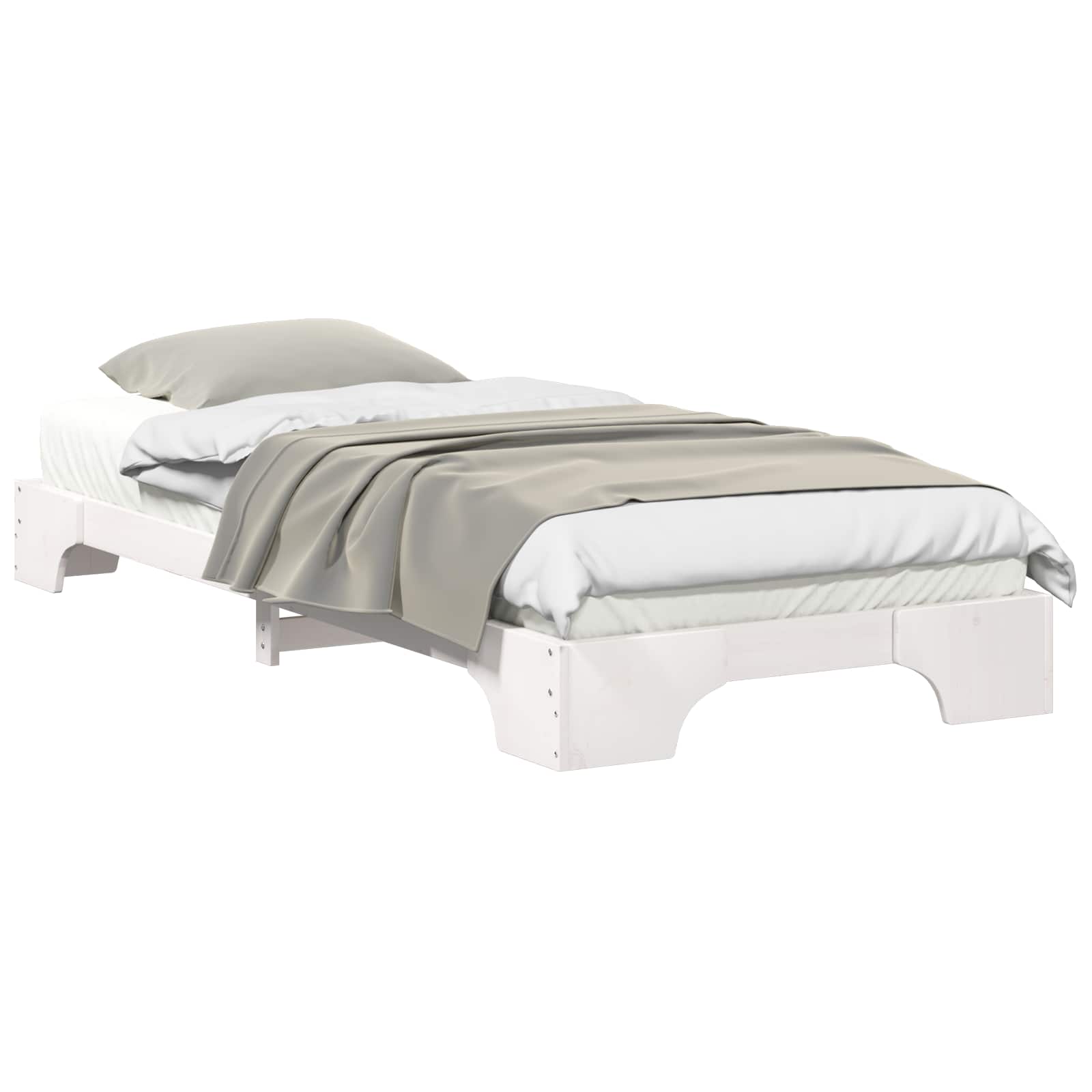 Estrutura da cama branco 80 x 210 cm madeira de pinheiro sólida