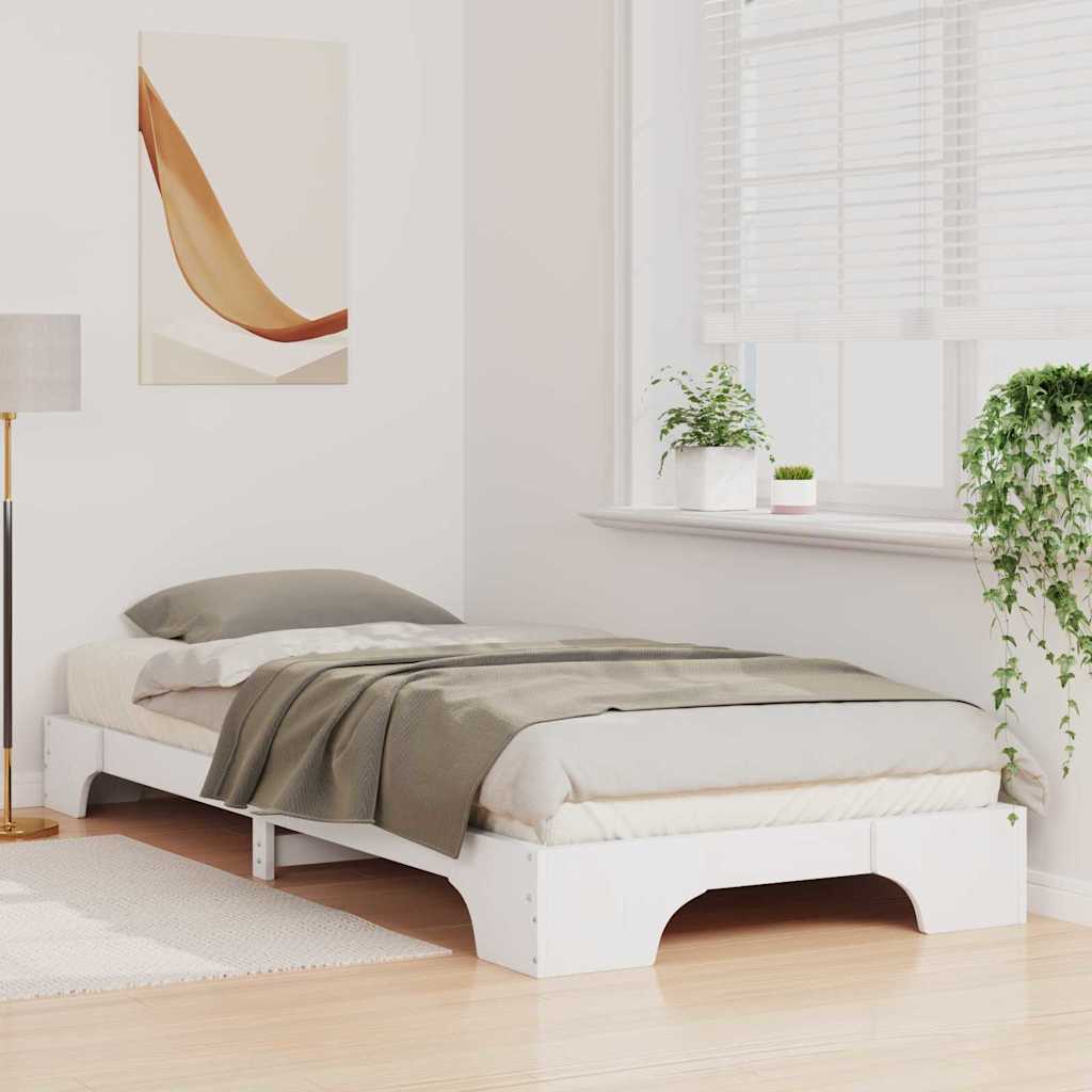Estrutura da cama branco 80 x 210 cm madeira de pinheiro sólida