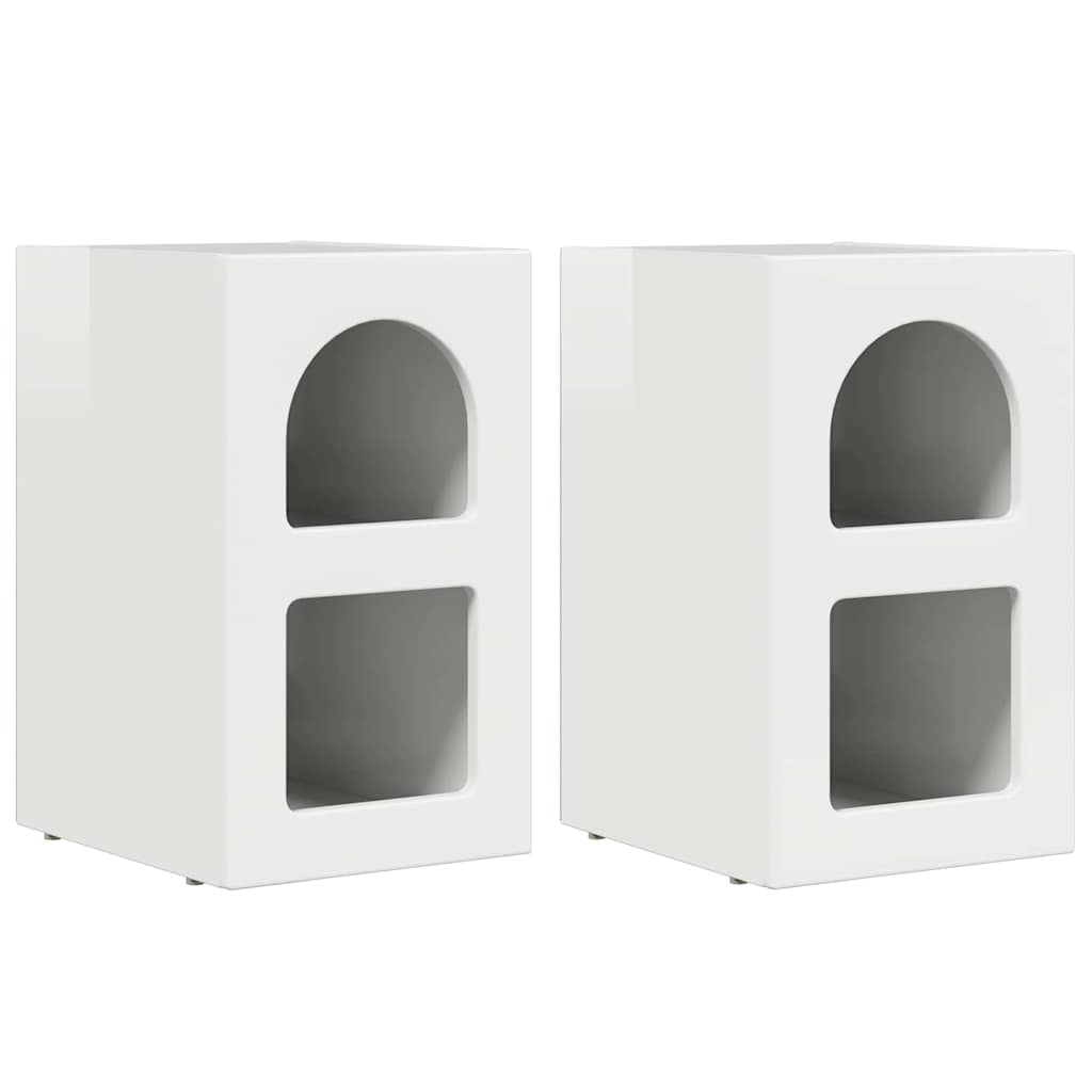 Mesa-de-cabeceira elst 2 unid. branco brilhante