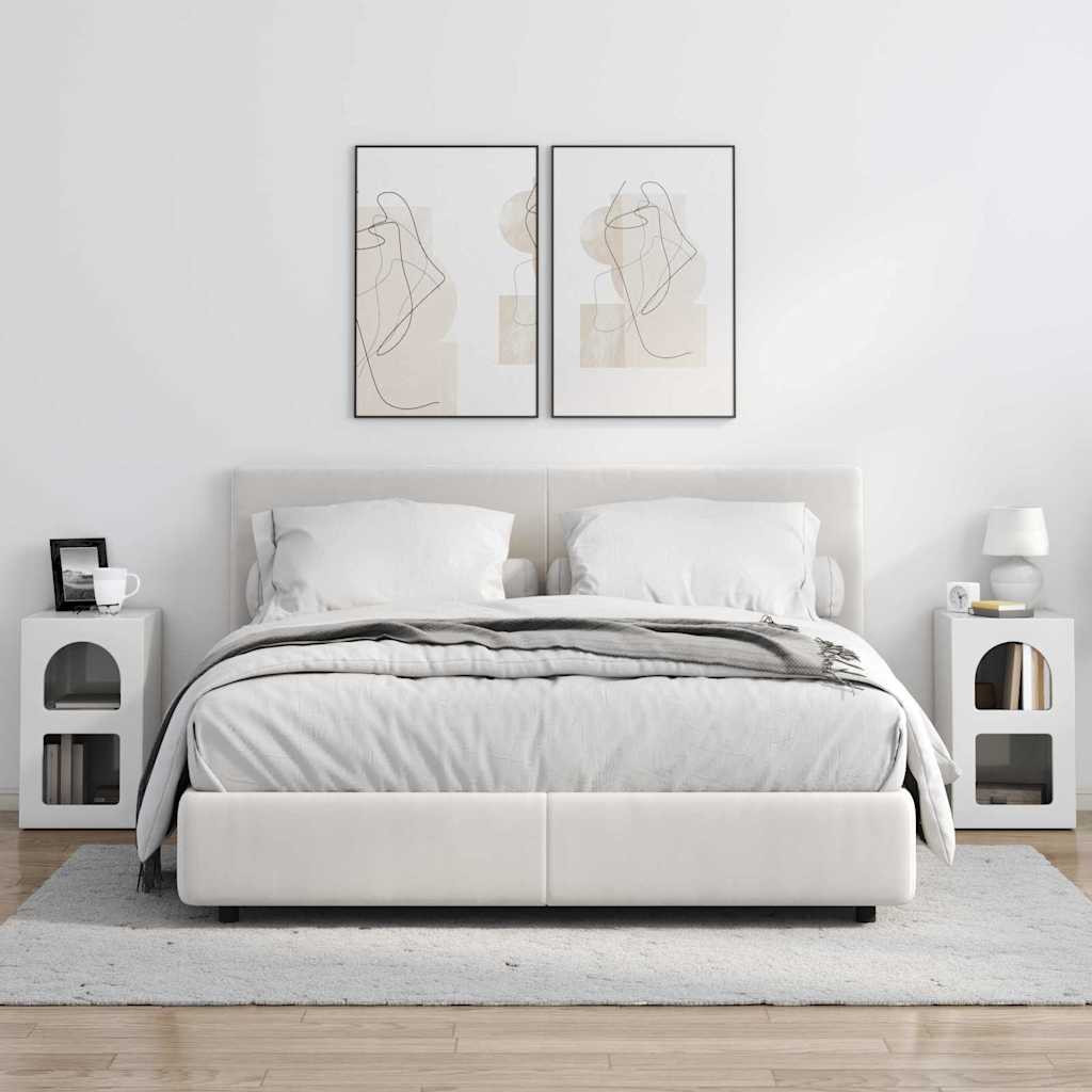 Mesa-de-cabeceira elst 2 unid. branco brilhante