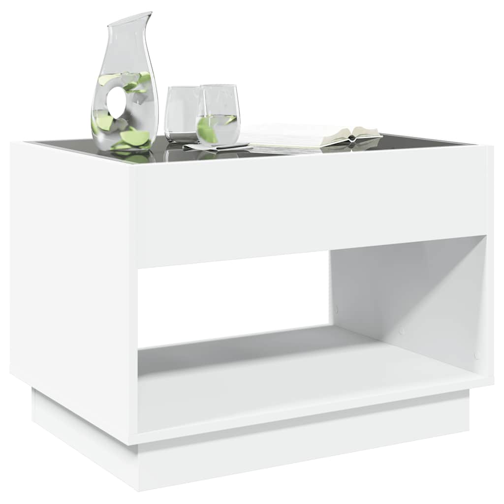 Mesa de centro luzes LED infinity 70x50x50 cm branco