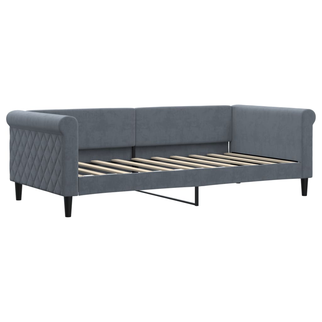 Sofá-cama c/ gavetão e gavetas 90x190 cm veludo cinzento-escuro