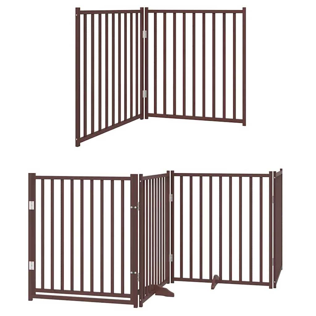 Portão p/ cães c/ porta dobrável 6 painéis 480cm álamo castanho