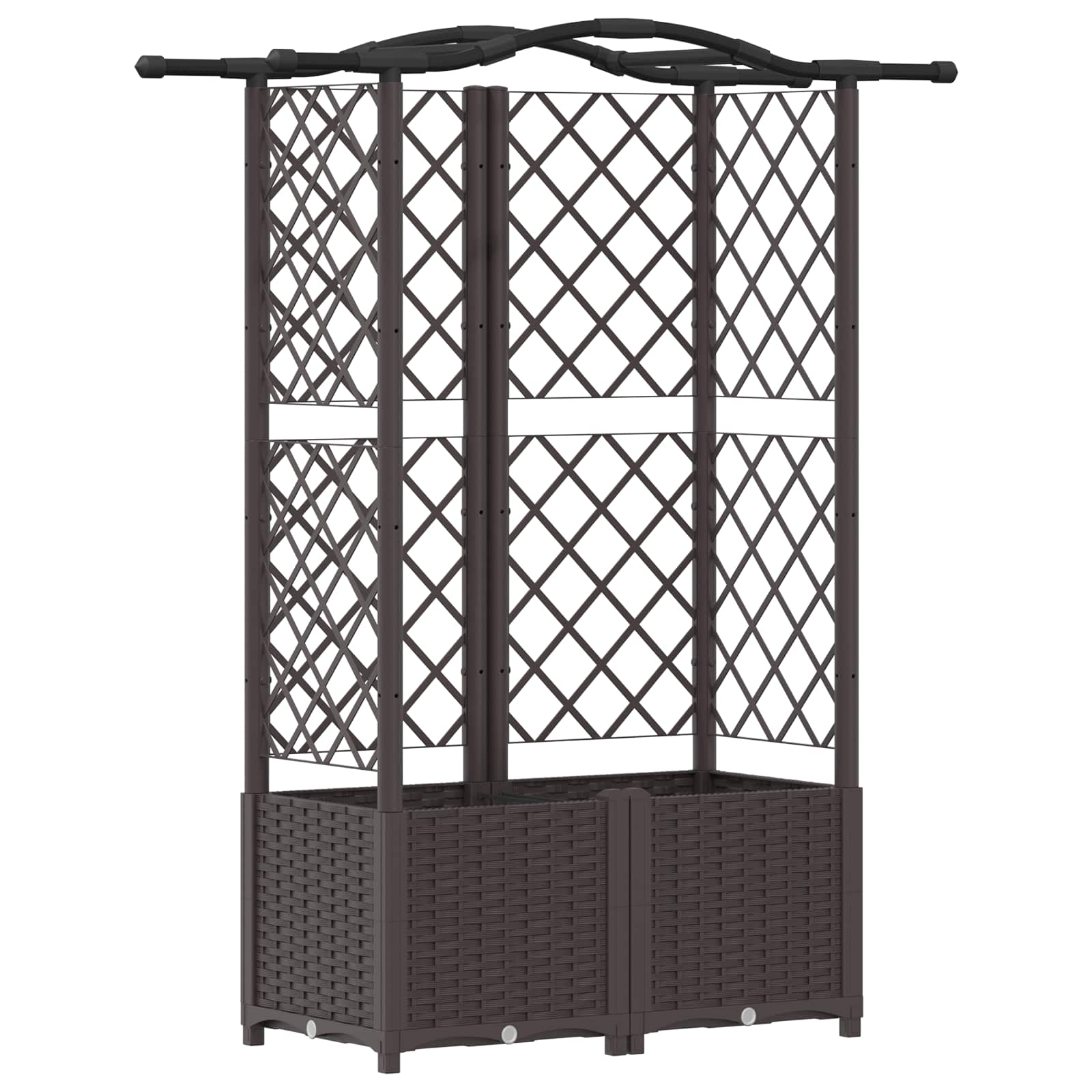 Cama elevada com treliça e telhado castanho 122 x 40 x 138 cm