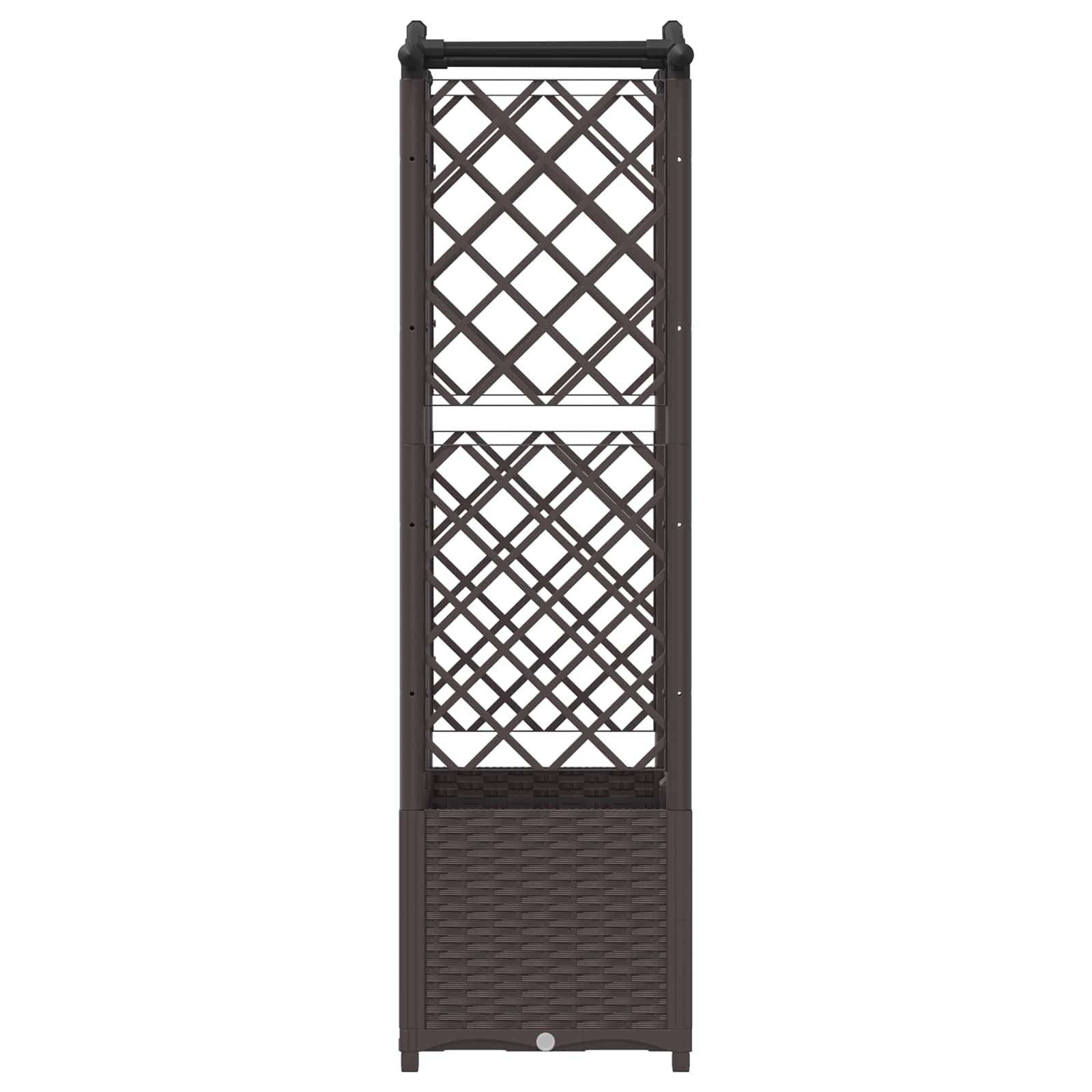 Cama elevada com treliça e telhado castanho 122 x 40 x 138 cm
