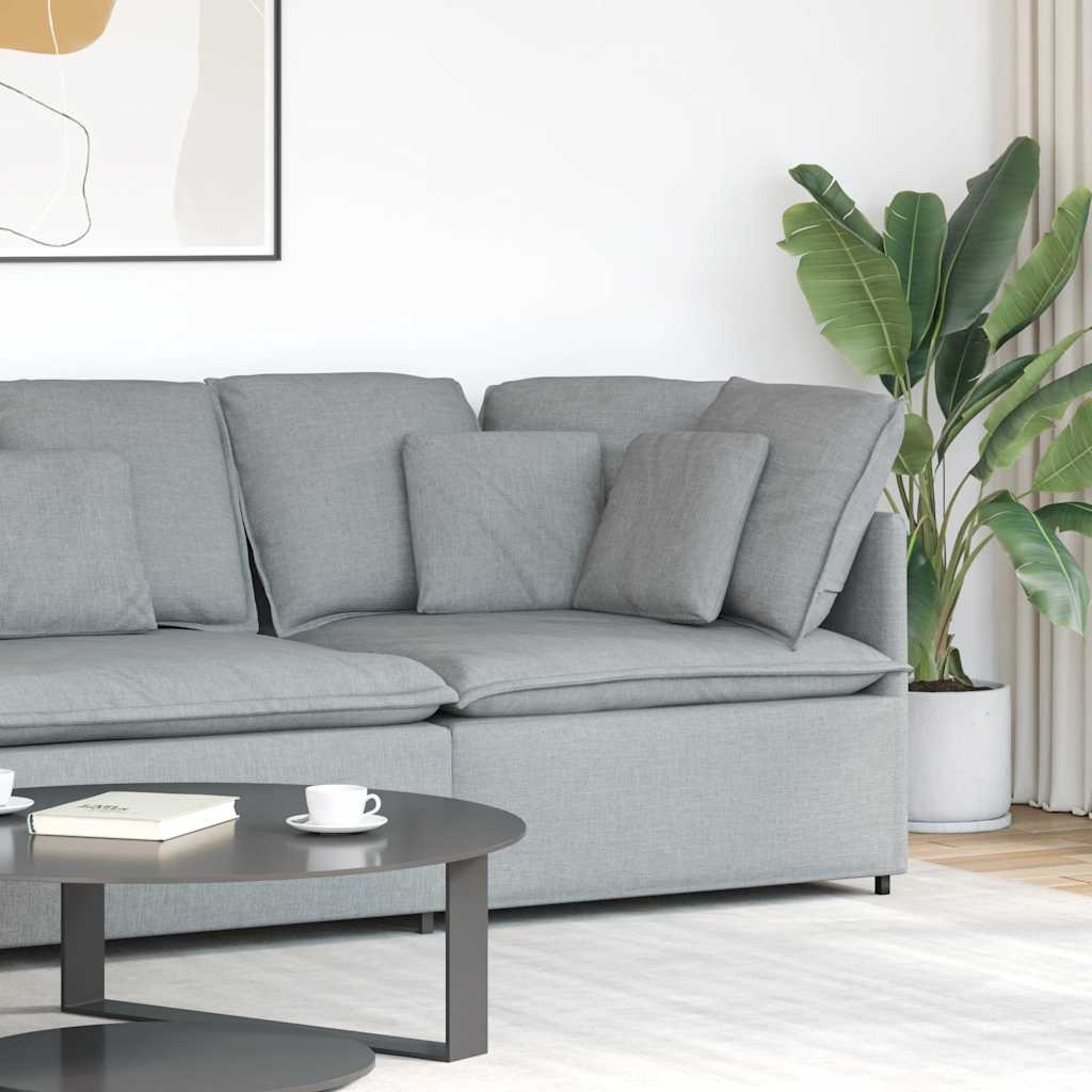 Módulo de canto para sofá modular com almofadas, cinza claro, 100 cm