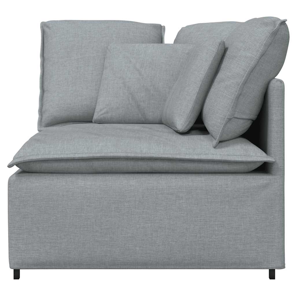 Módulo de canto para sofá modular com almofadas, cinza claro, 100 cm