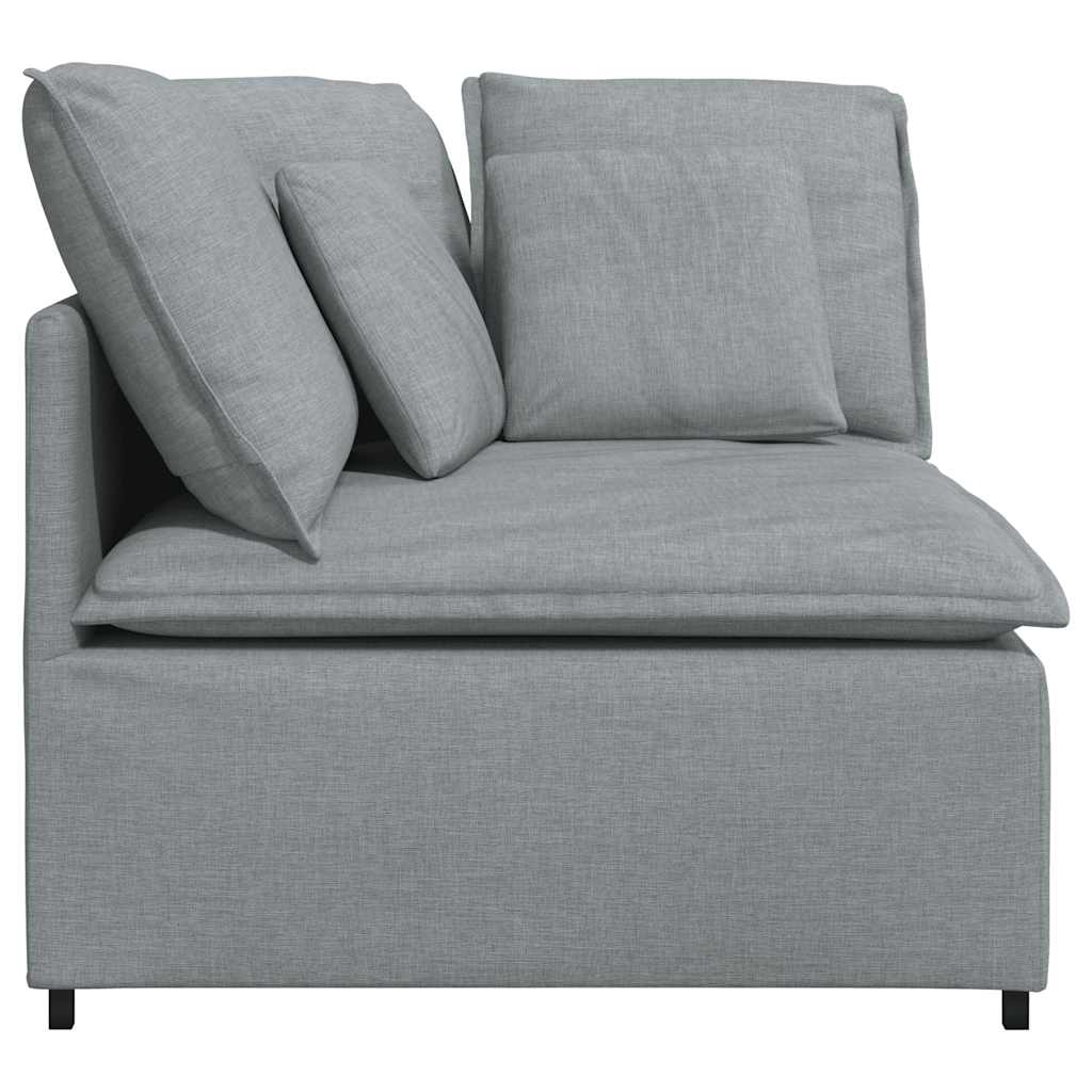 Módulo de canto para sofá modular com almofadas, cinza claro, 100 cm