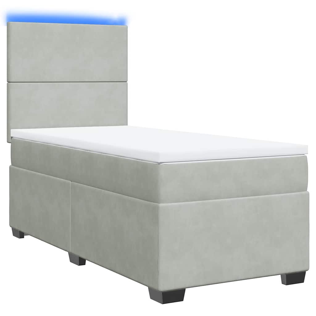 Cama com molas/colchão 80x200 cm veludo cinza-claro