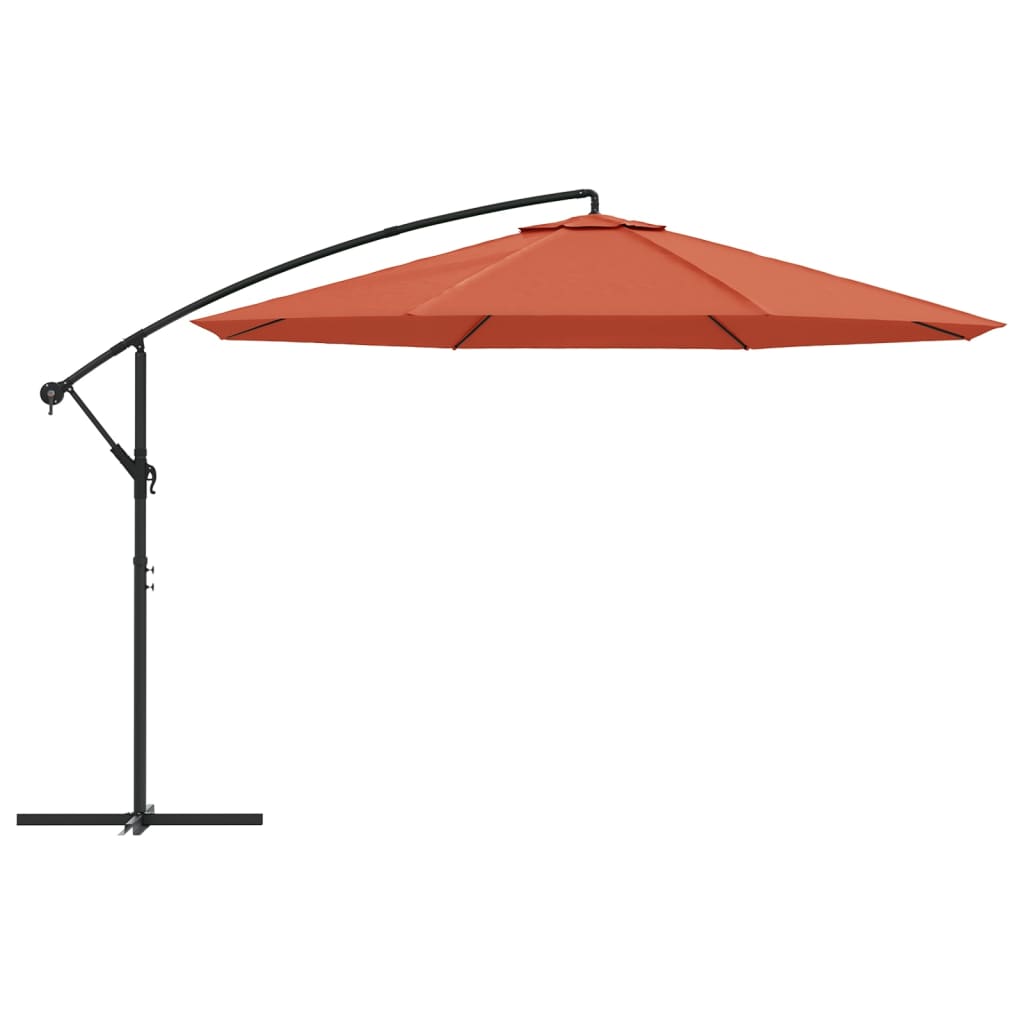 Guarda-sol cantilever com poste de alumínio 350 cm terracota