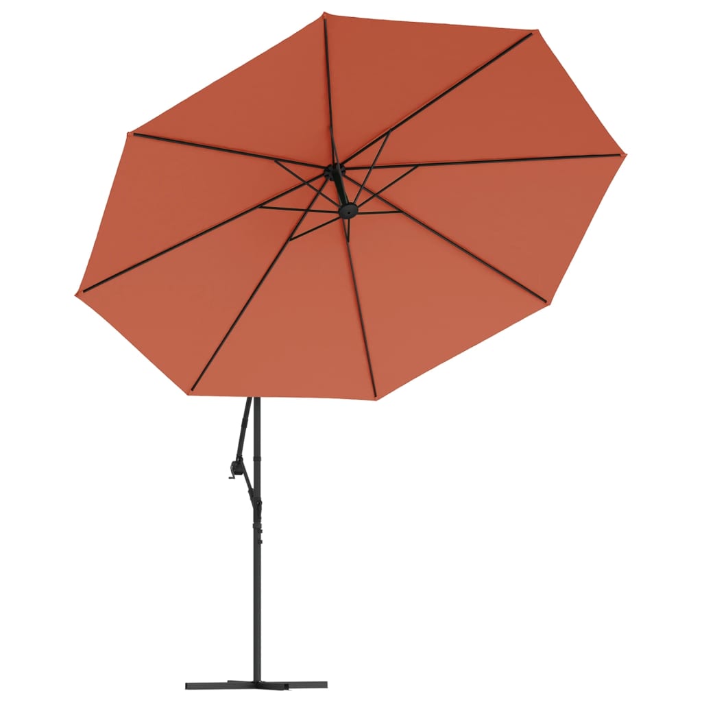 Guarda-sol cantilever com poste de alumínio 350 cm terracota