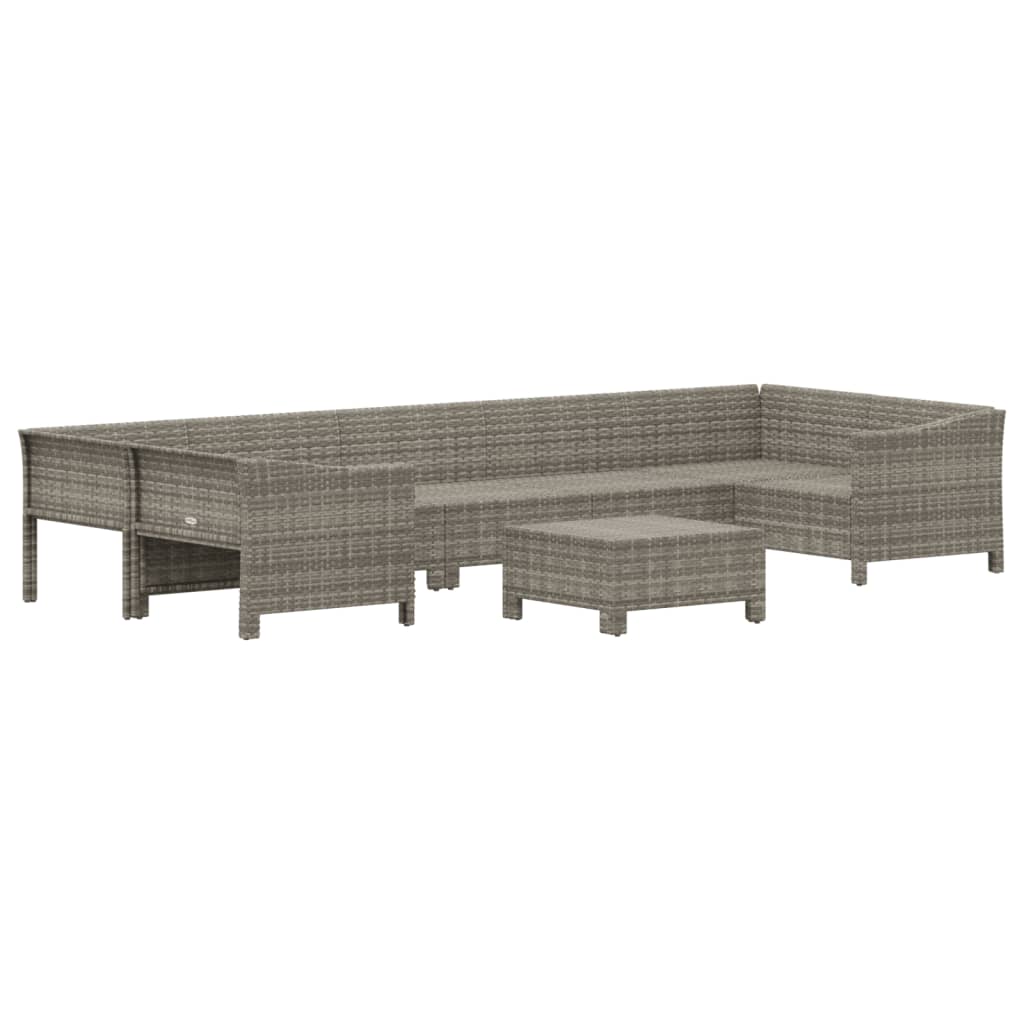 8 Pcs conjunto lounge de jardim c/ almofadões vime PE cinzento