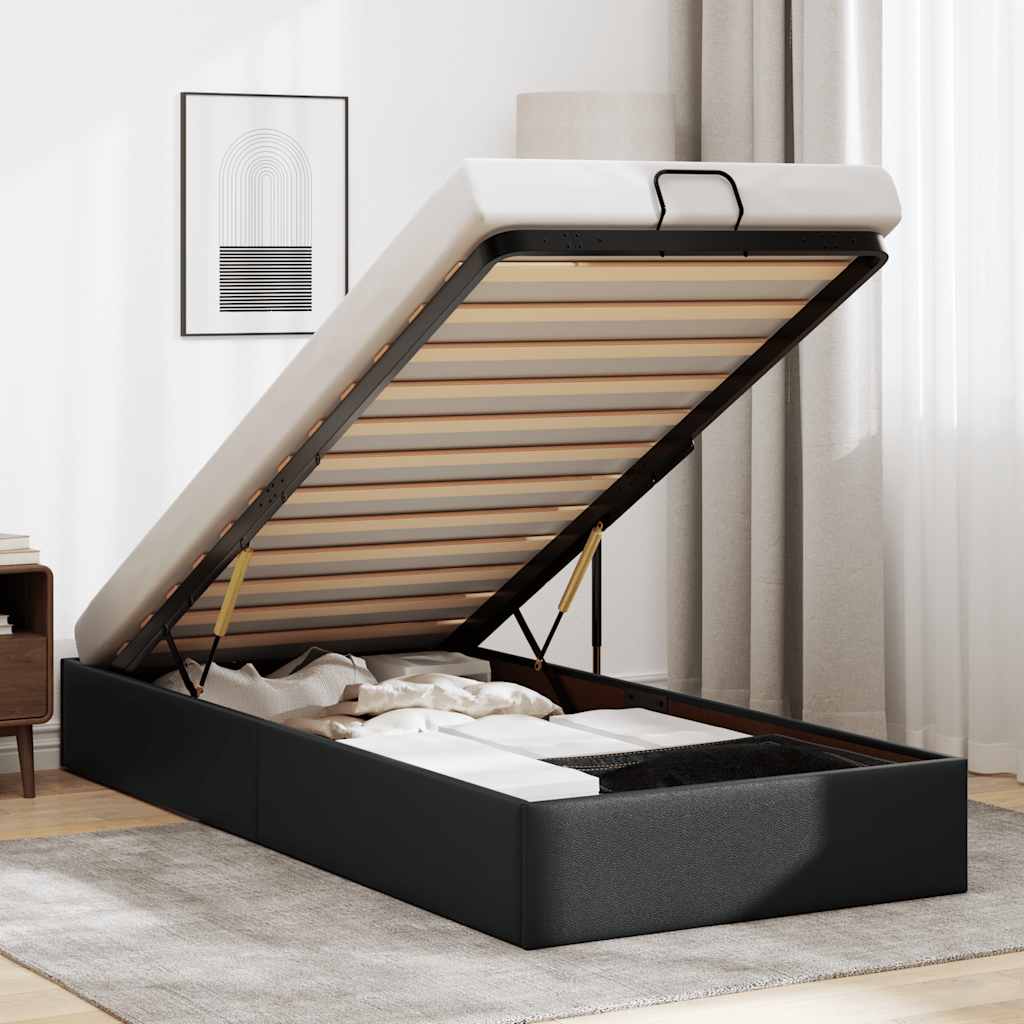 Estrutura de cama otomana sem colchão 100x200 cm preto
