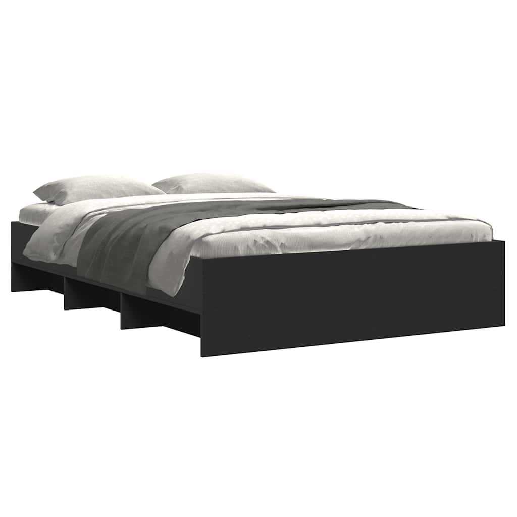 Estrutura de cama 140x200 cm derivados de madeira preto