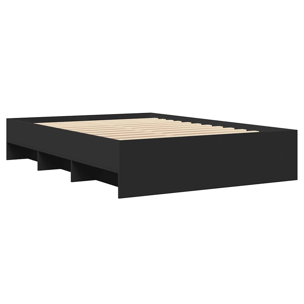 Estrutura de cama 140x200 cm derivados de madeira preto