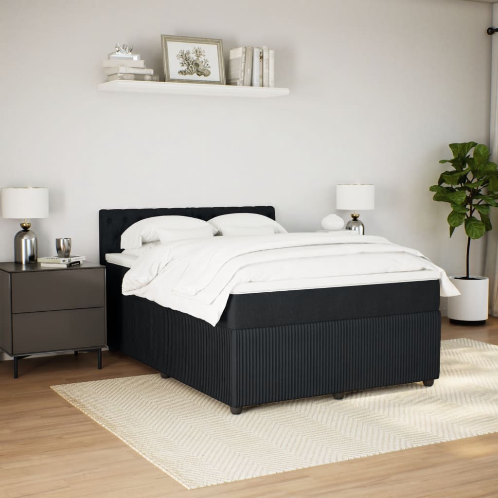 Cama com molas/colchão 140x200 cm veludo preto