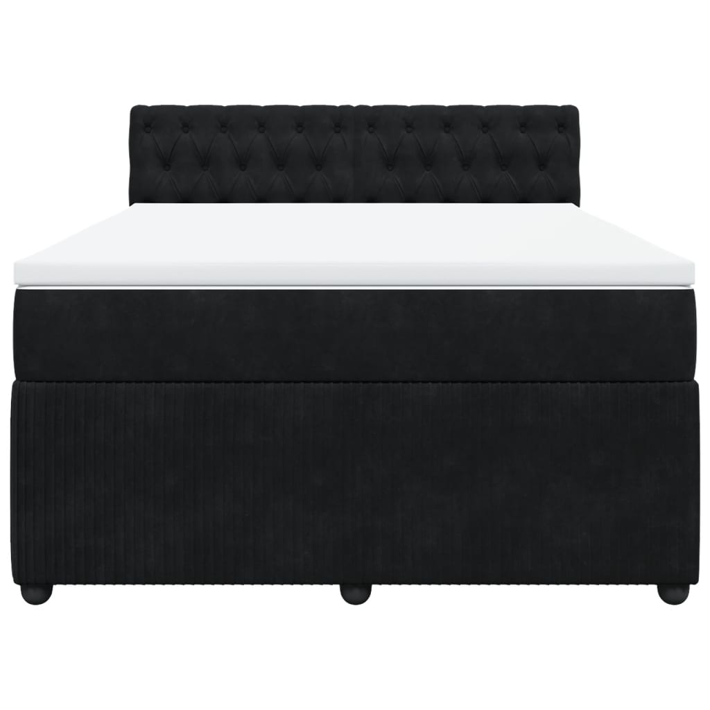 Cama com molas/colchão 140x200 cm veludo preto
